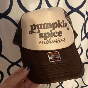 Pumpkin spice enthusiast, trucker hat